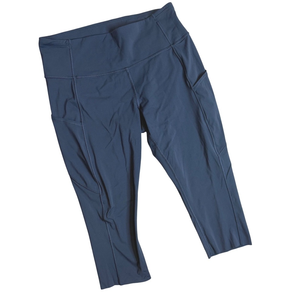 Lululemon Fast and Free Crop II Leggings Women's 10 Navy Blue High Rise